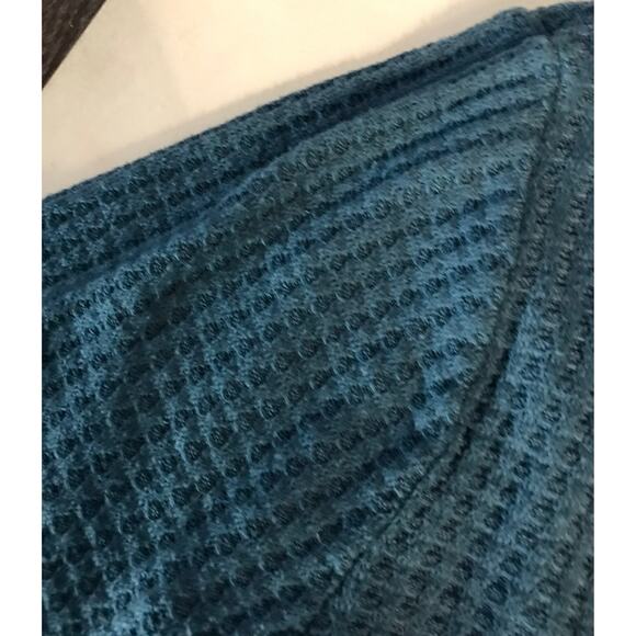 Aeropostale Waffle Knit Thermal Long Sleeve Tee L Turquoise Cabincore Classic - Picture 9 of 11